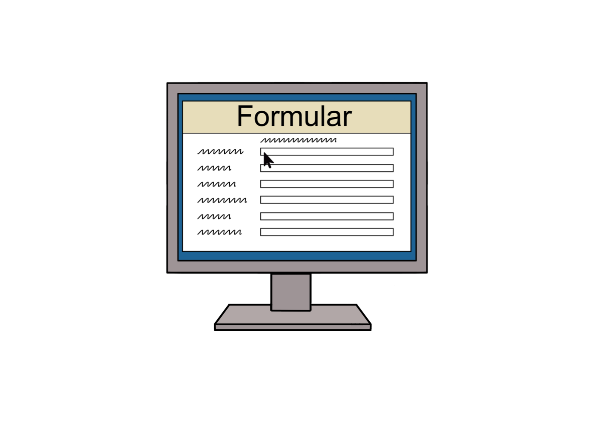 Ein Computerbildschirm zeigt ein Formular.